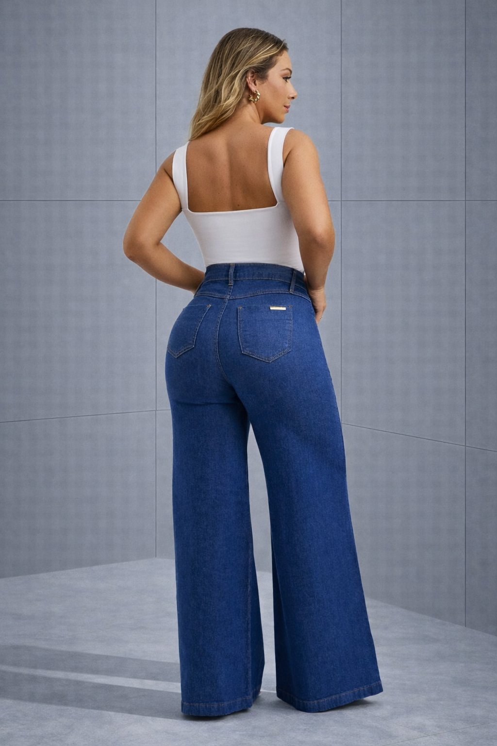 Pantalón palazzo de mezclilla Amélia