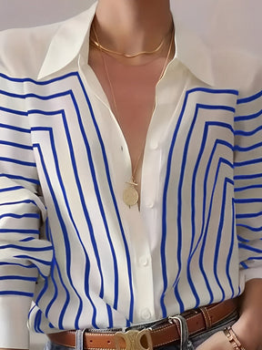 Blusa a rayas elegante con botones frontales – Zaira