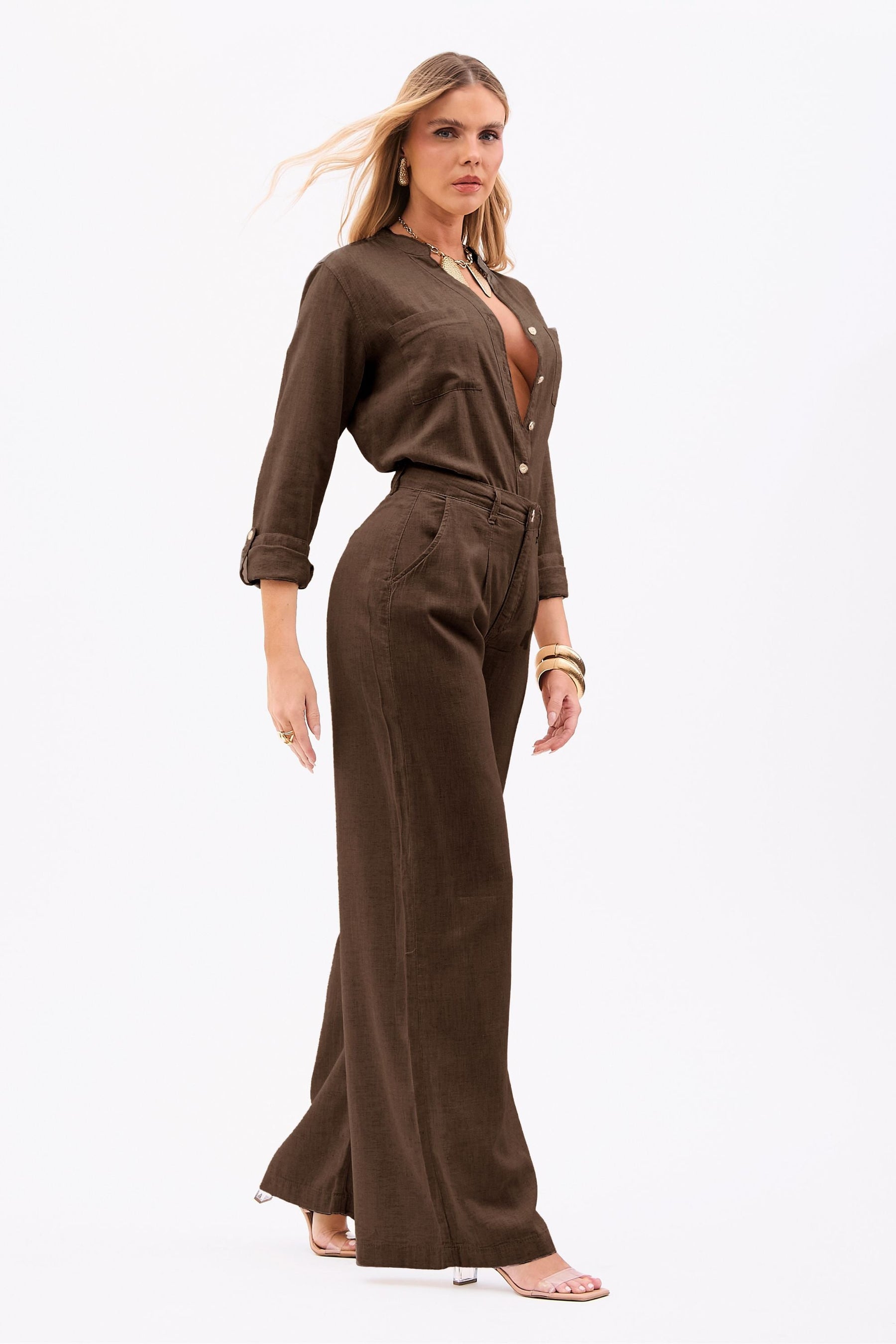 Pantalón palazzo de lino Milena