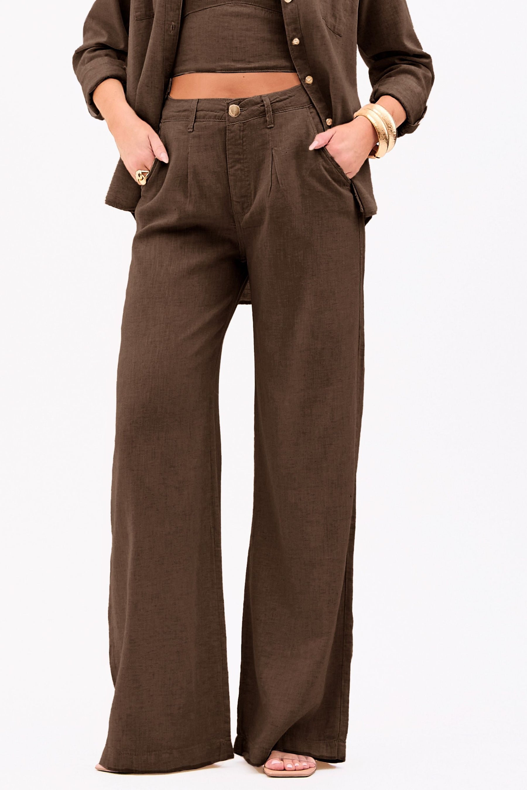 Pantalón palazzo de lino Milena