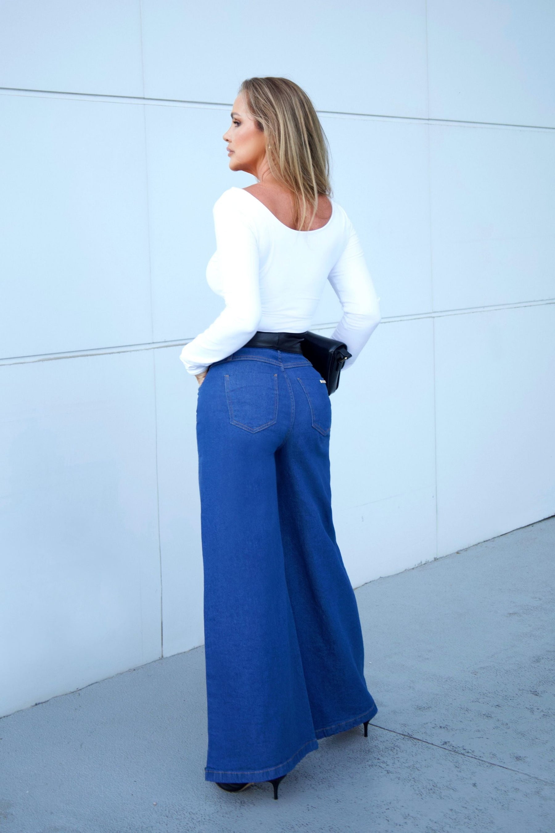 Pantalón palazzo de mezclilla Amélia