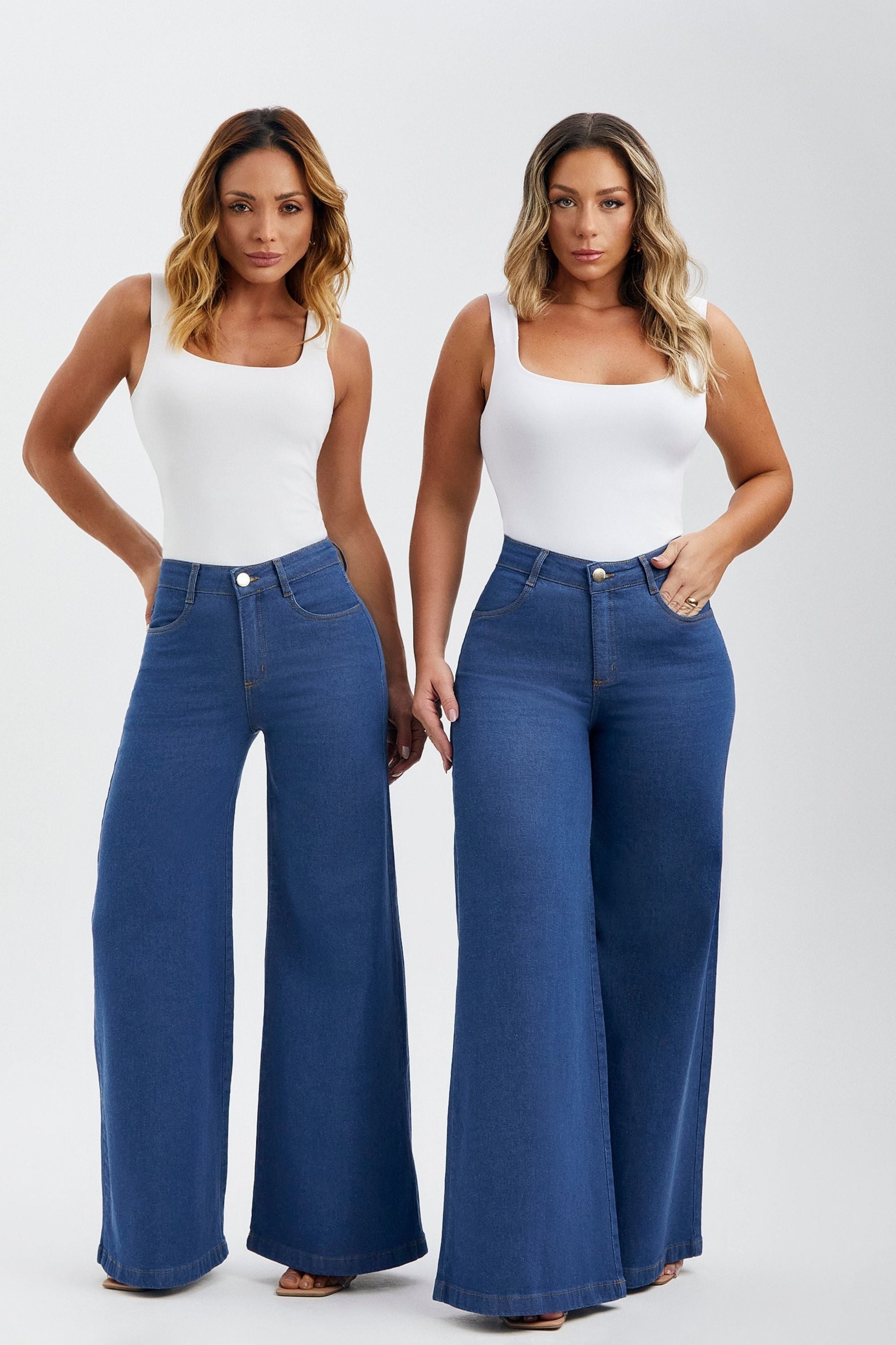 Pantalón palazzo de mezclilla Amélia