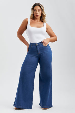 Pantalón palazzo de mezclilla Amélia