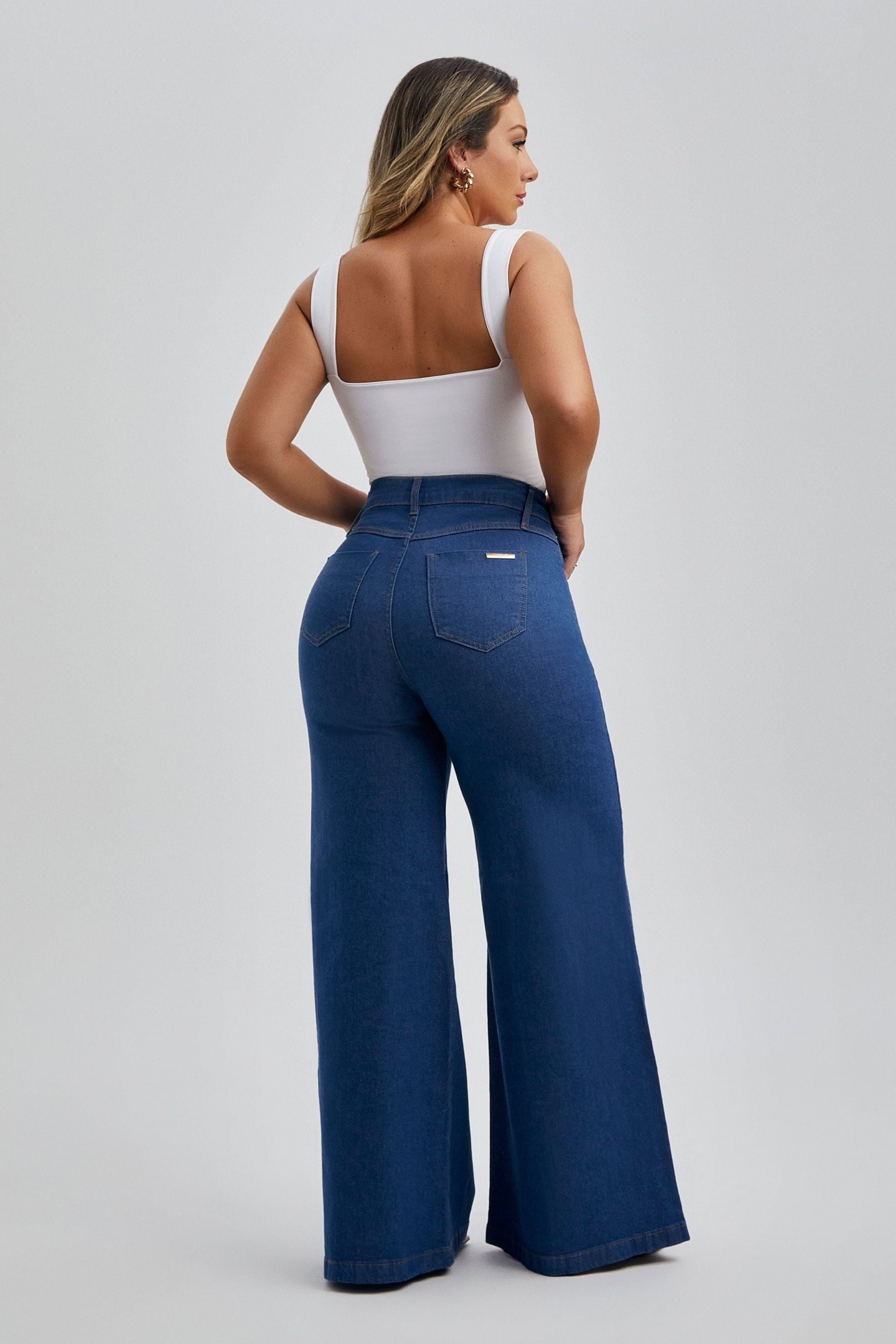 Pantalón palazzo de mezclilla Amélia