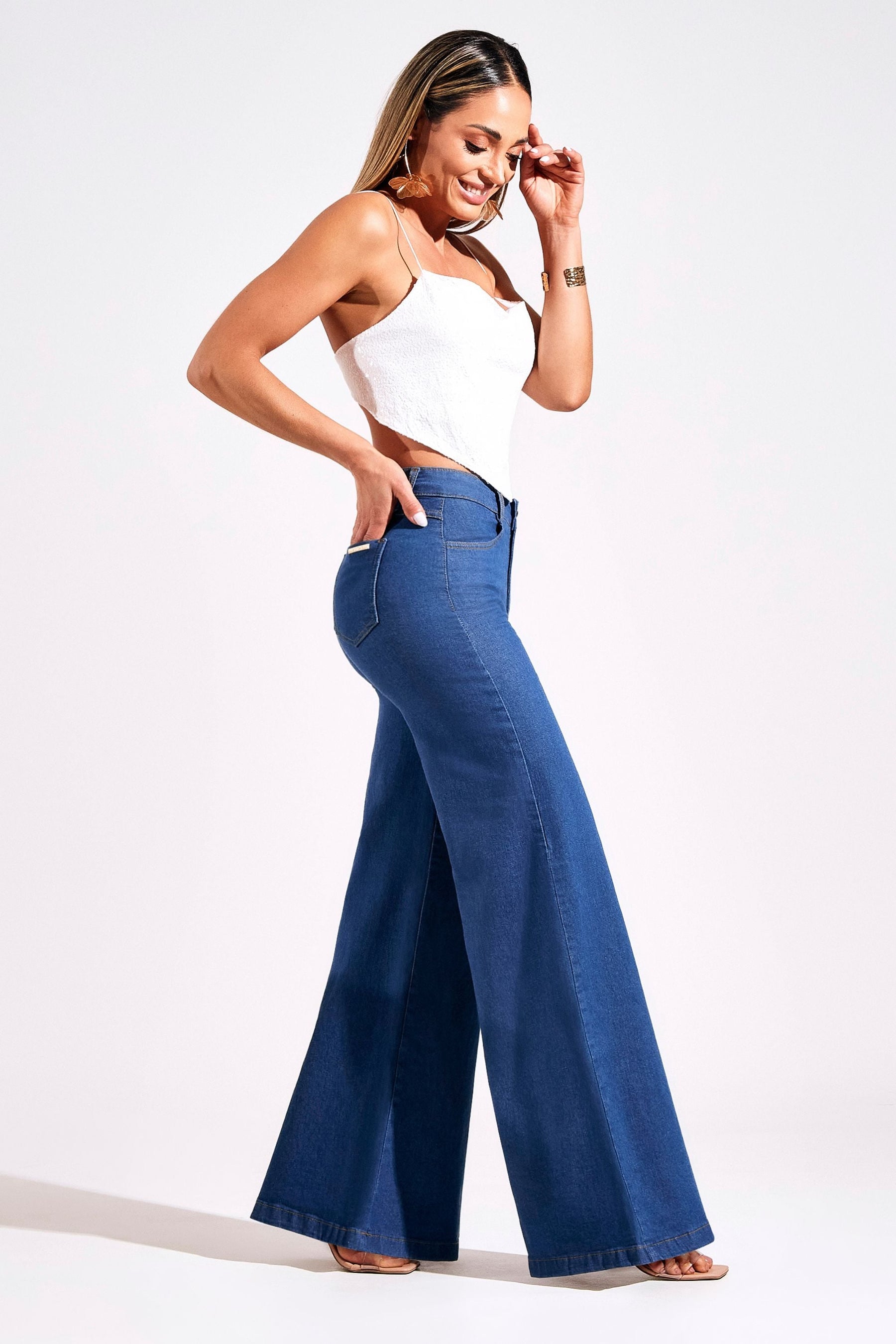 Pantalón palazzo de mezclilla Amélia