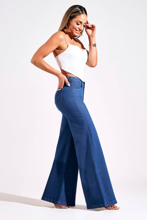 Pantalón palazzo de mezclilla Amélia